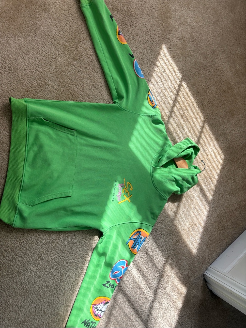 Chrome Hearts mattyboy free sex Green Graphic Hoodie with Sleeve Patches